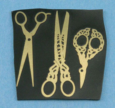 Dollhouse Miniature Brass Non-Working Scissor Assortment 1 Set